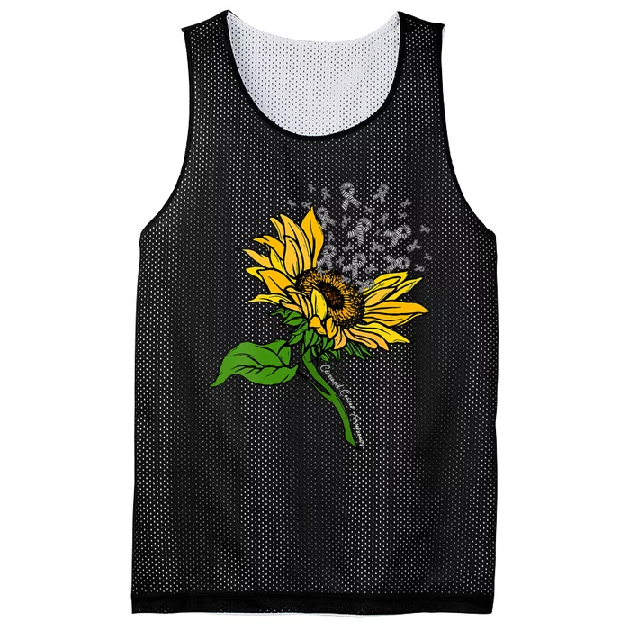 Sunflower & Zebra Stripe Ribbon Carcinoid Cancer Awareness Mesh Reversible Basketball Jersey Tank