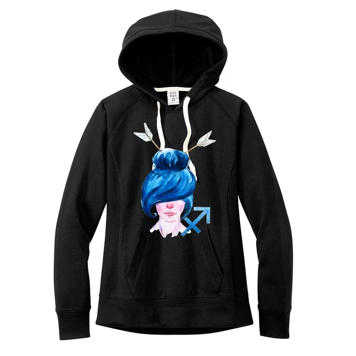 Sagitarius Zodiac Sign Watercolor Illustration Women's Fleece Hoodie