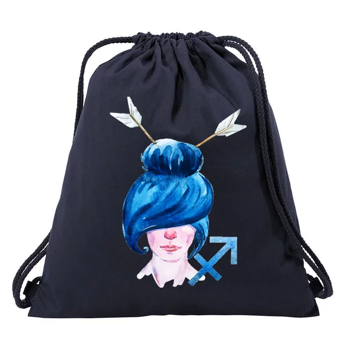 Sagitarius Zodiac Sign Watercolor Illustration Drawstring Bag