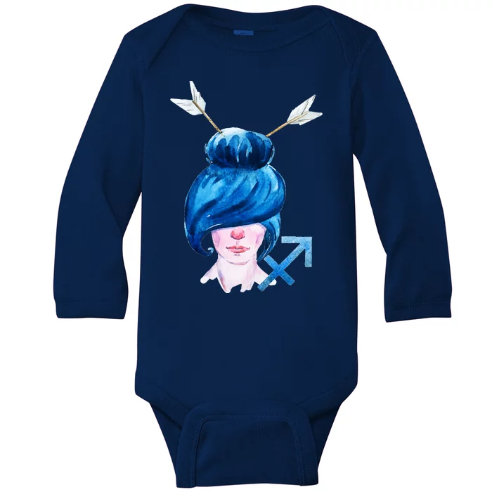 Sagitarius Zodiac Sign Watercolor Illustration Baby Long Sleeve Bodysuit