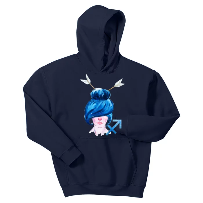 Sagitarius Zodiac Sign Watercolor Illustration Kids Hoodie