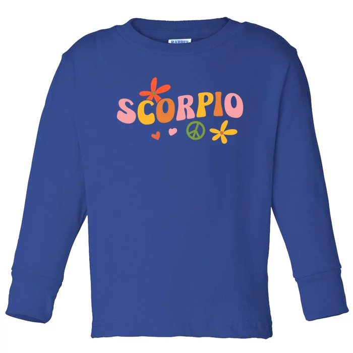 Scorpio Zodiac Sign 70s Hippie Style Gift Toddler Long Sleeve Shirt