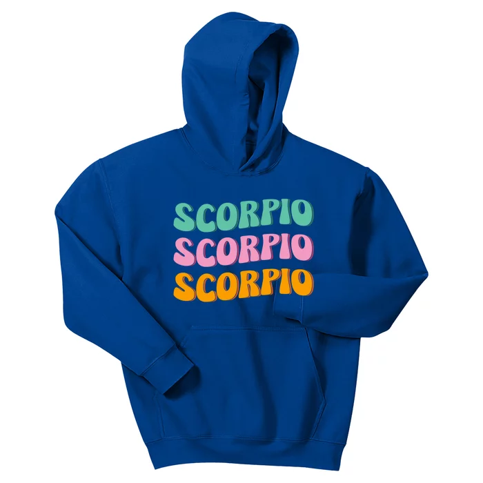 Scorpio Zodiac Sign 70s Hippie Style Gift Kids Hoodie