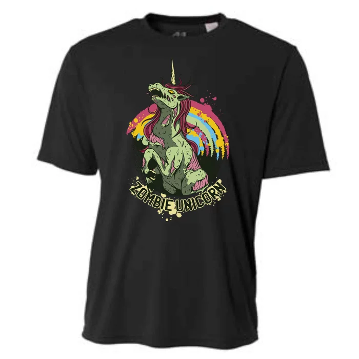 Scary Zombie Unicorn Cooling Performance Crew T-Shirt