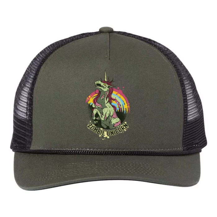 Scary Zombie Unicorn Retro Rope Trucker Hat Cap