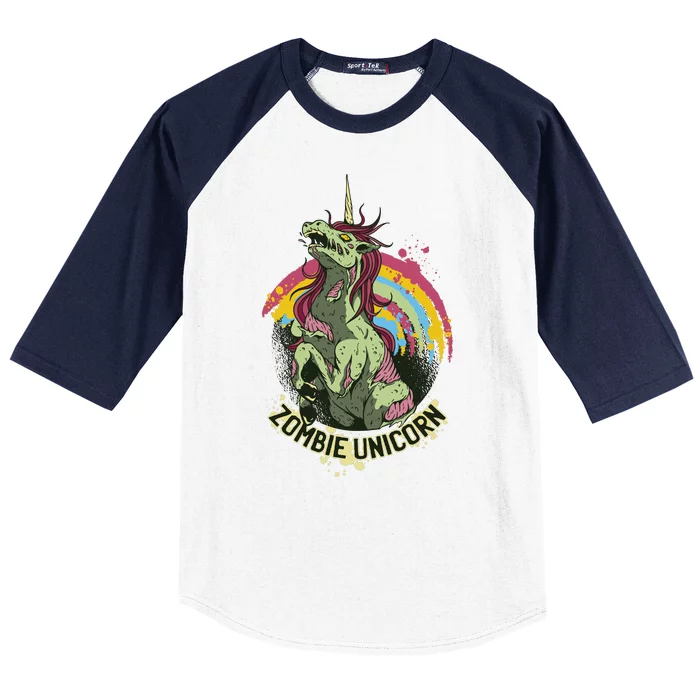 Scary Zombie Unicorn Baseball Sleeve Shirt