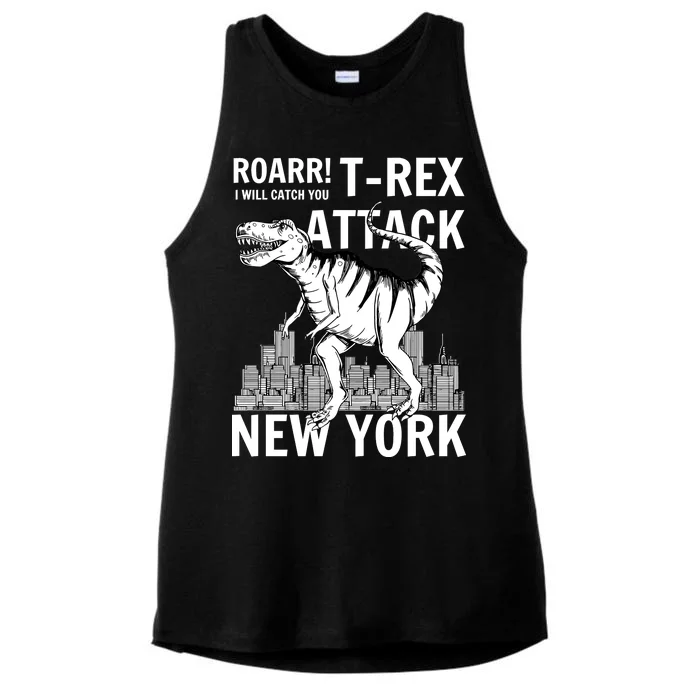 T-Rex Attacks New York Ladies Tri-Blend Wicking Tank