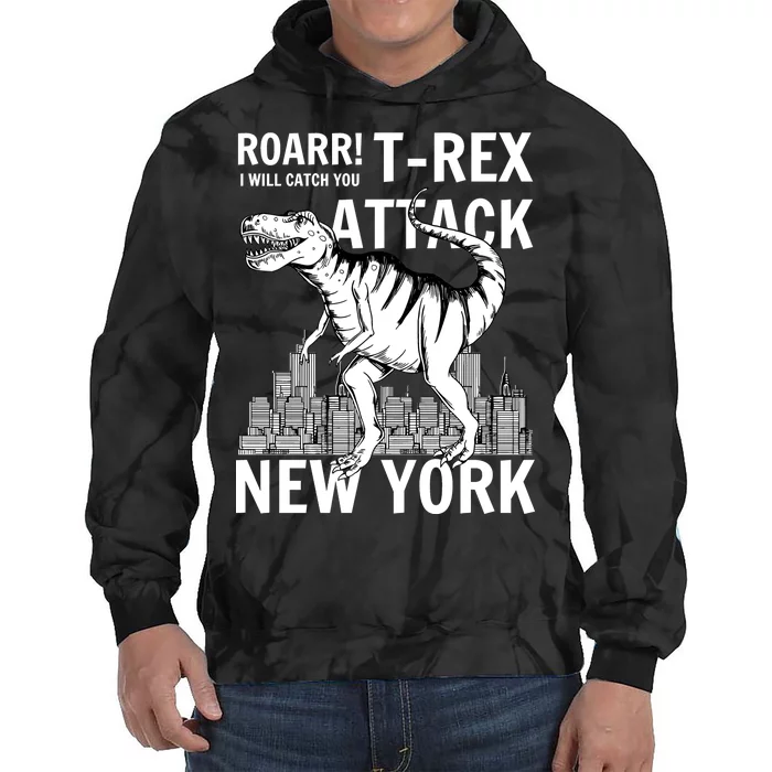 T-Rex Attacks New York Tie Dye Hoodie