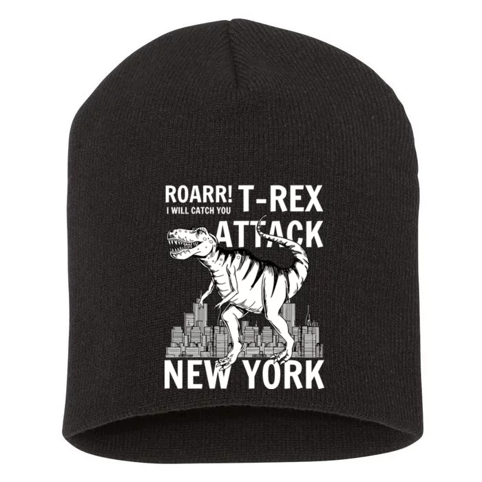 T-Rex Attacks New York Short Acrylic Beanie