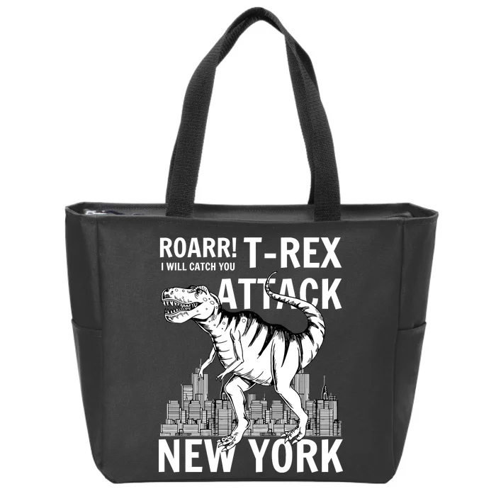 T-Rex Attacks New York Zip Tote Bag