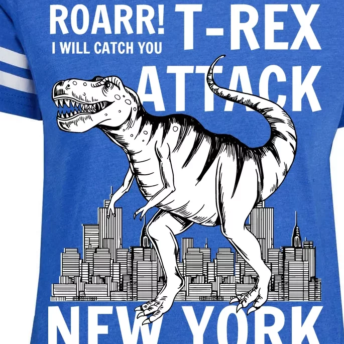 T-Rex Attacks New York Enza Ladies Jersey Football T-Shirt