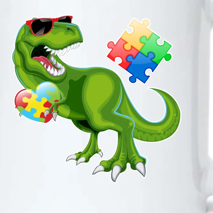 T-Rex Autism Awareness Puzzle Dinosaur Black Color Changing Mug