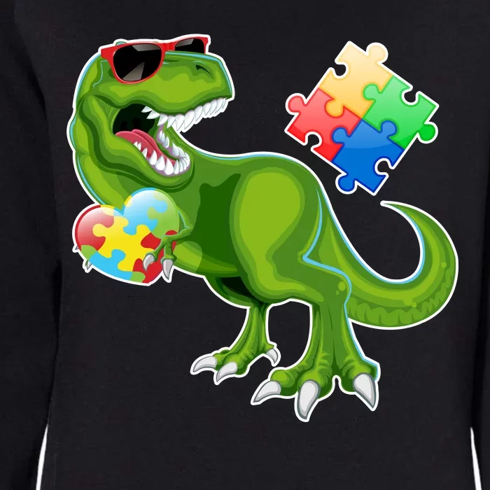 T-Rex Autism Awareness Puzzle Dinosaur Womens California Wash Sweatshirt