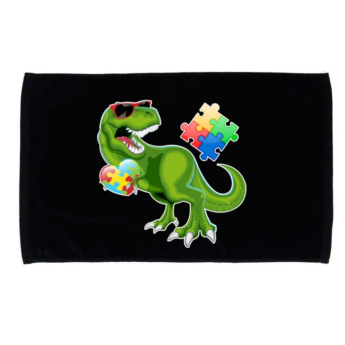 T-Rex Autism Awareness Puzzle Dinosaur Microfiber Hand Towel