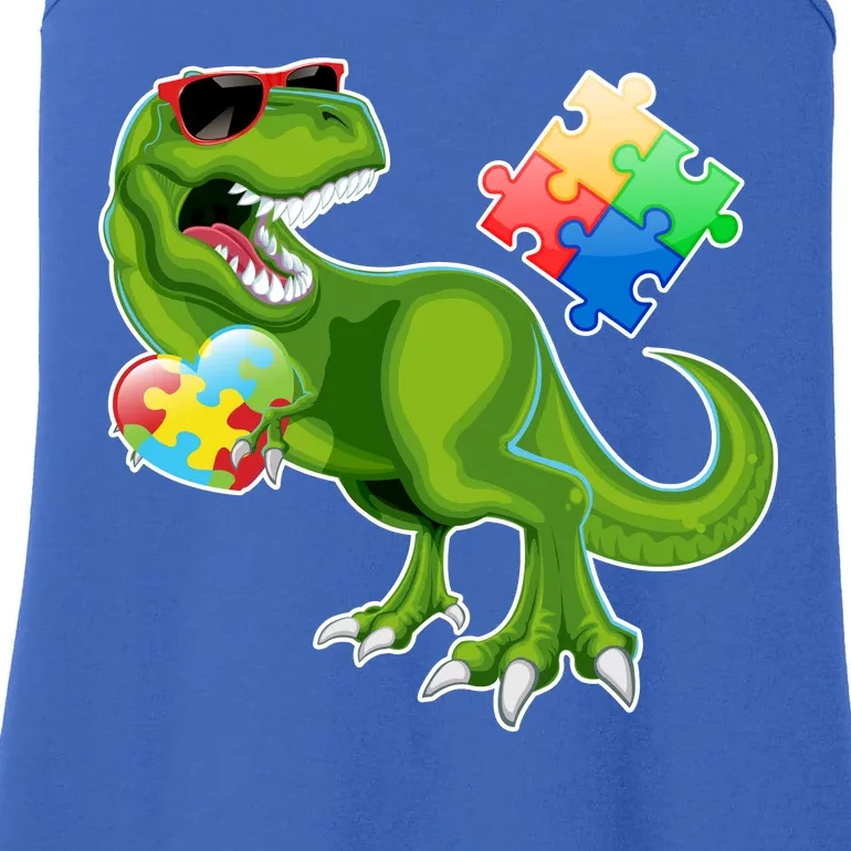 T-Rex Autism Awareness Puzzle Dinosaur Ladies Essential Tank