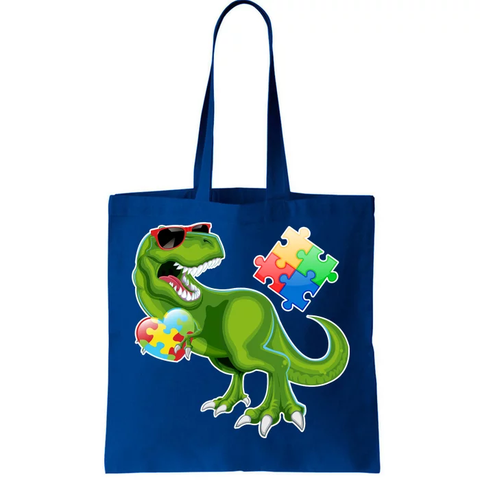 T-Rex Autism Awareness Puzzle Dinosaur Tote Bag