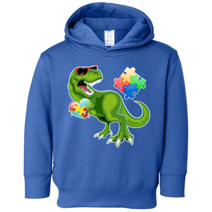 T-Rex Autism Awareness Puzzle Dinosaur Toddler Hoodie