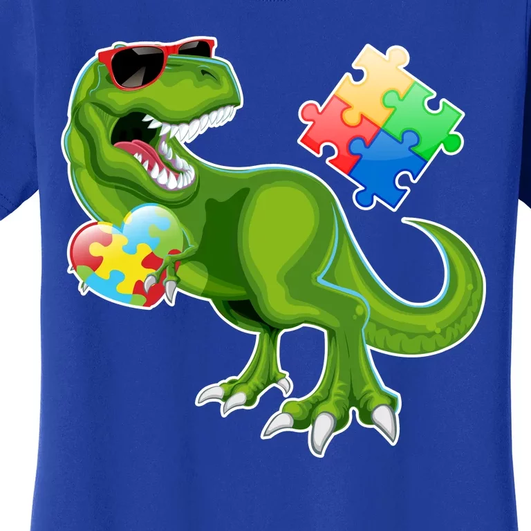 T-Rex Autism Awareness Puzzle Dinosaur Women's T-Shirt