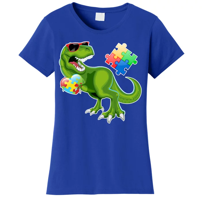 T-Rex Autism Awareness Puzzle Dinosaur Women's T-Shirt