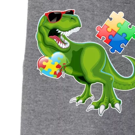 T-Rex Autism Awareness Puzzle Dinosaur Doggie 3-End Fleece Hoodie