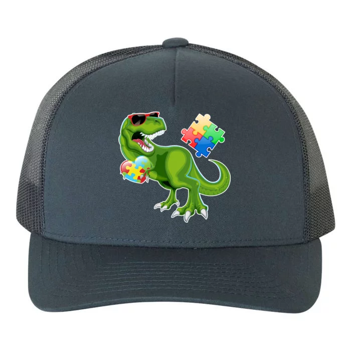 T-Rex Autism Awareness Puzzle Dinosaur Yupoong Adult 5-Panel Trucker Hat