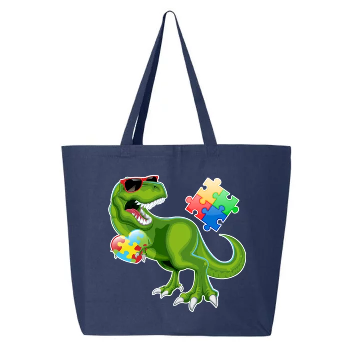 T-Rex Autism Awareness Puzzle Dinosaur 25L Jumbo Tote