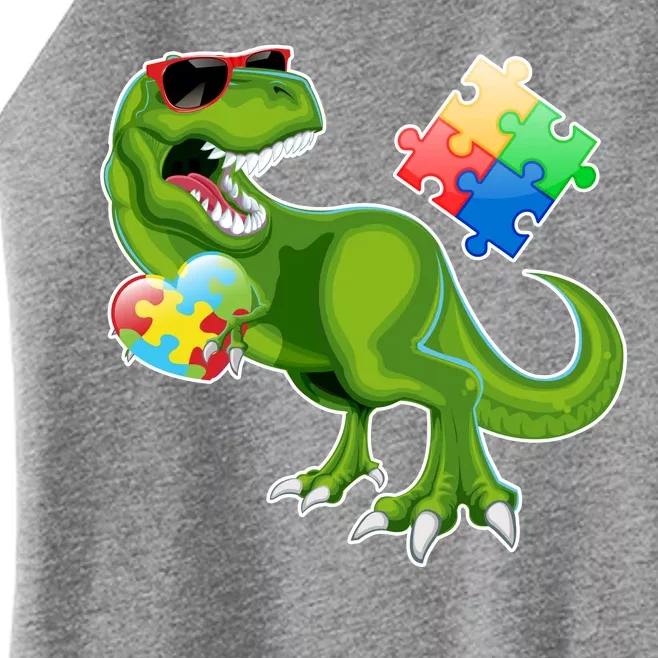 T-Rex Autism Awareness Puzzle Dinosaur Women’s Perfect Tri Rocker Tank