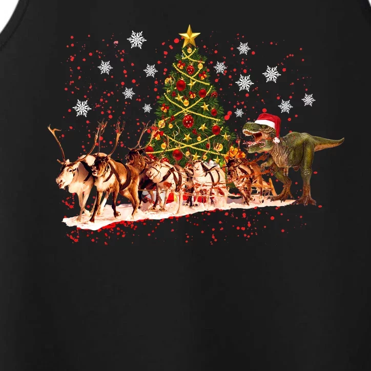 T-Rex Chasing Reindeer Funny Christmas Performance Tank