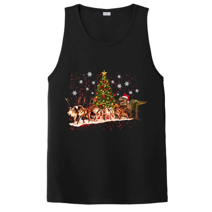 T-Rex Chasing Reindeer Funny Christmas Performance Tank