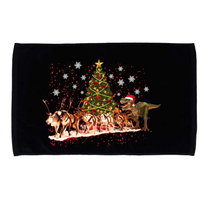 T-Rex Chasing Reindeer Funny Christmas Microfiber Hand Towel