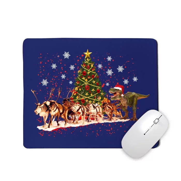 T-Rex Chasing Reindeer Funny Christmas Mousepad