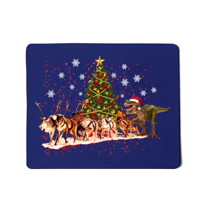 T-Rex Chasing Reindeer Funny Christmas Mousepad