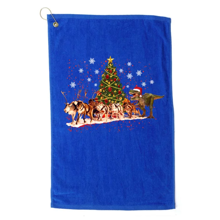 T-Rex Chasing Reindeer Funny Christmas Platinum Collection Golf Towel