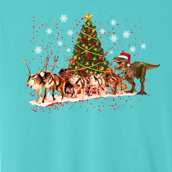 T-Rex Chasing Reindeer Funny Christmas ChromaSoft Performance T-Shirt