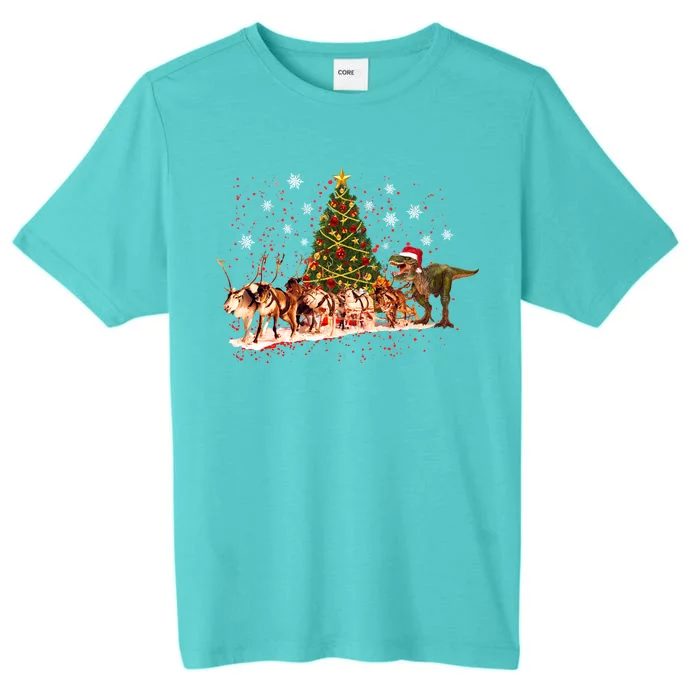 T-Rex Chasing Reindeer Funny Christmas ChromaSoft Performance T-Shirt