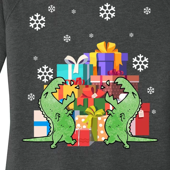 T-Rex Christmas Women's Perfect Tri Tunic Long Sleeve Shirt