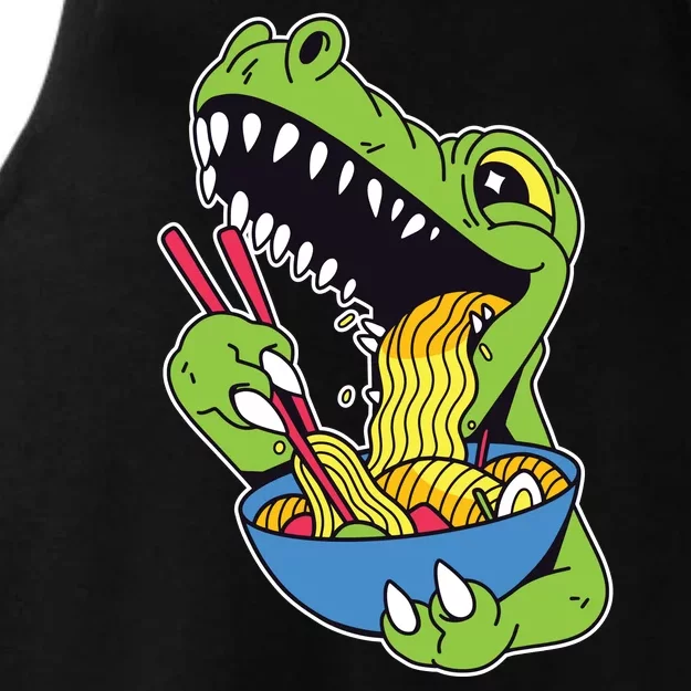 T-Rex Eating Ramen Ladies Tri-Blend Wicking Tank