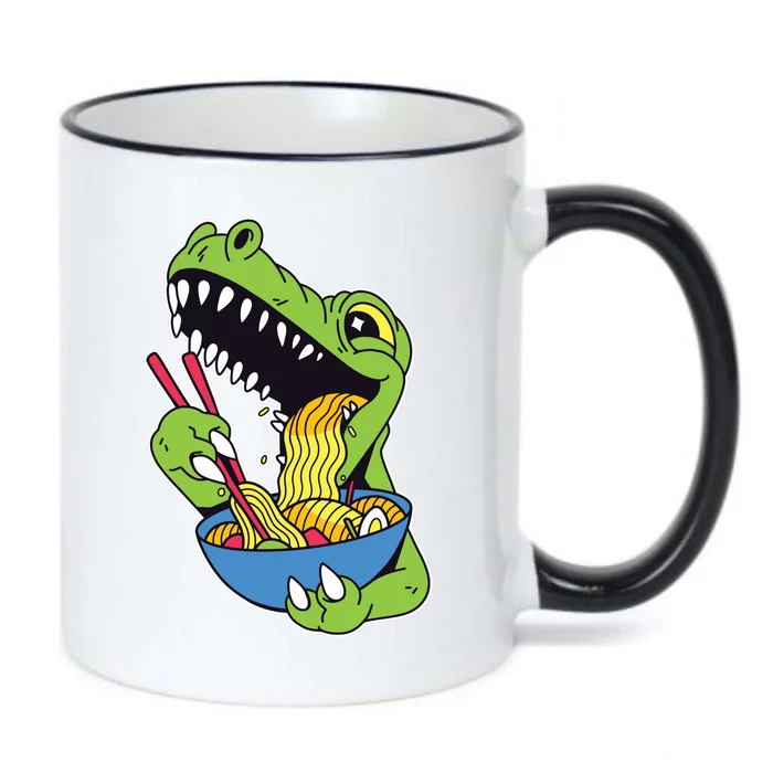 T-Rex Eating Ramen Black Color Changing Mug