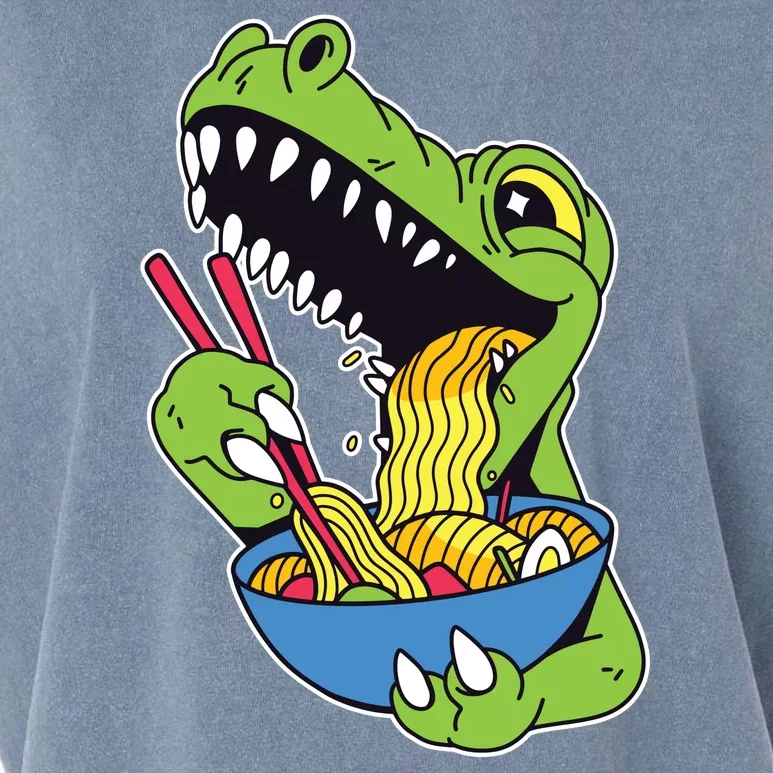 T-Rex Eating Ramen Garment-Dyed Women's Muscle Tee