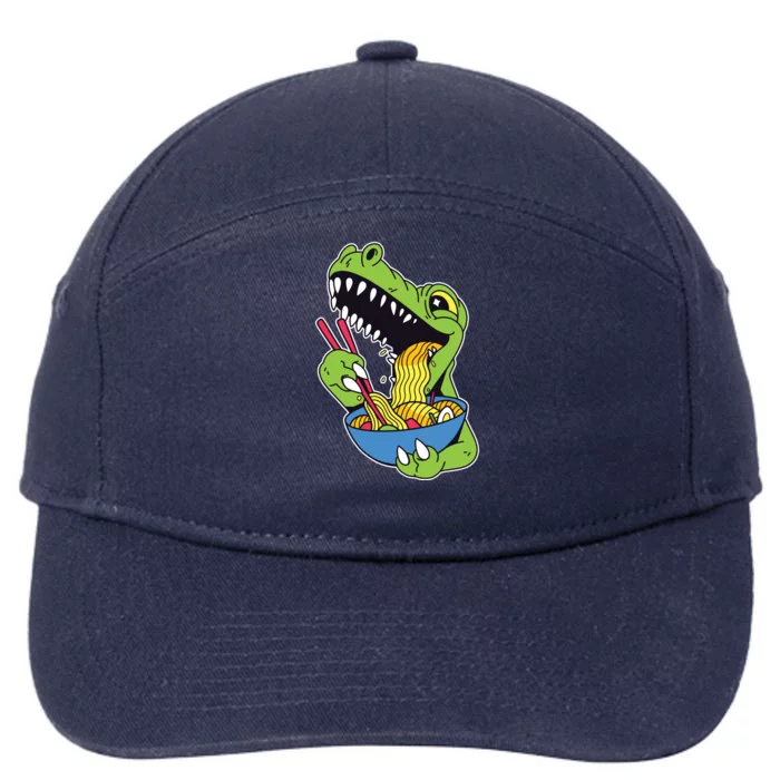 T-Rex Eating Ramen 7-Panel Snapback Hat