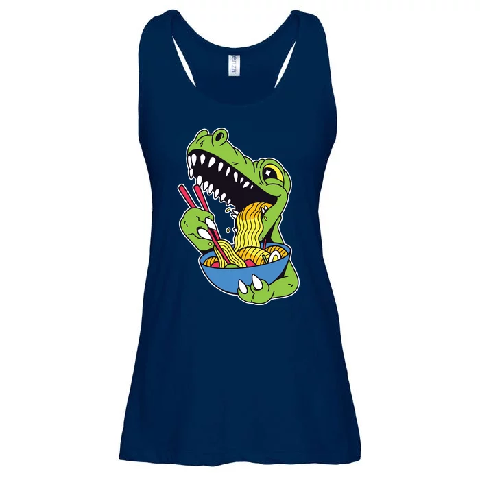 T-Rex Eating Ramen Ladies Essential Flowy Tank