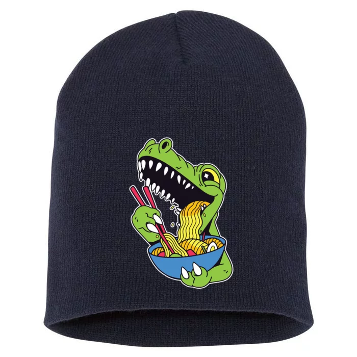 T-Rex Eating Ramen Short Acrylic Beanie