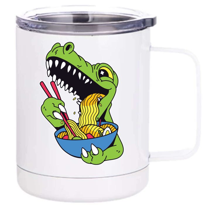 T-Rex Eating Ramen Front & Back 12oz Stainless Steel Tumbler Cup