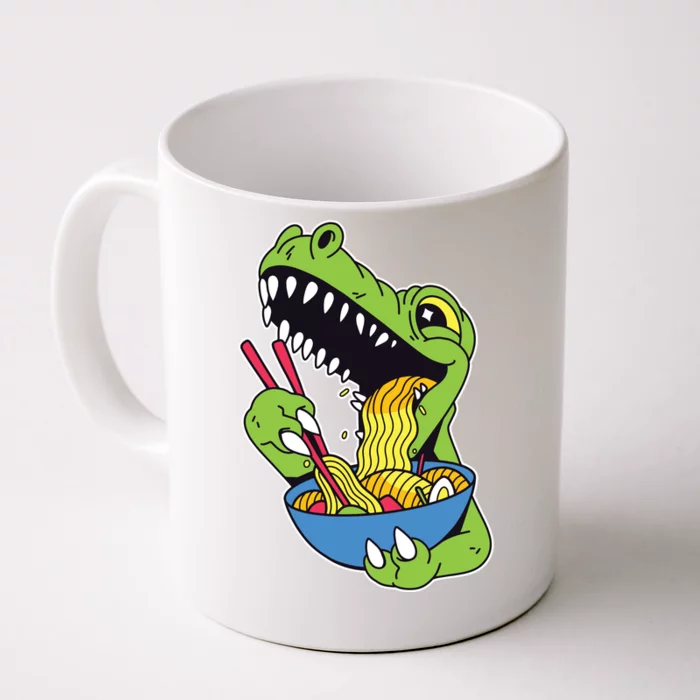 T-Rex Eating Ramen Front & Back Coffee Mug