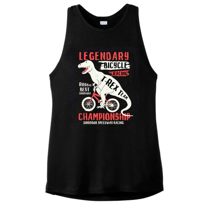 T-Rex Funny Bicycle Racing Ladies Tri-Blend Wicking Tank