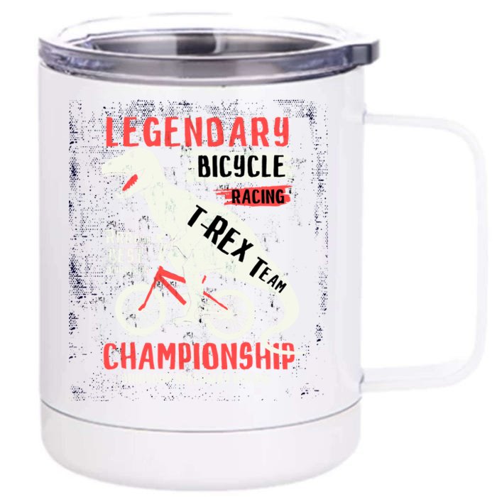 T-Rex Funny Bicycle Racing Front & Back 12oz Stainless Steel Tumbler Cup