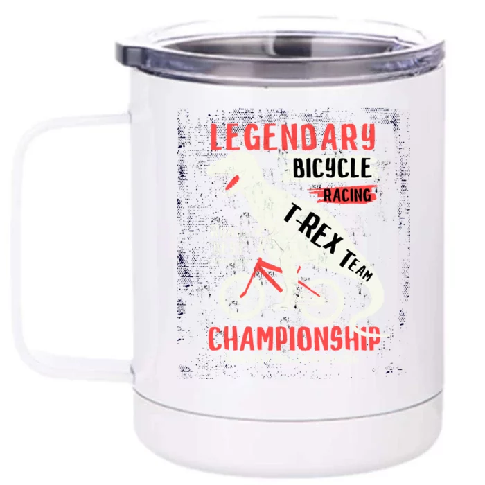 T-Rex Funny Bicycle Racing Front & Back 12oz Stainless Steel Tumbler Cup