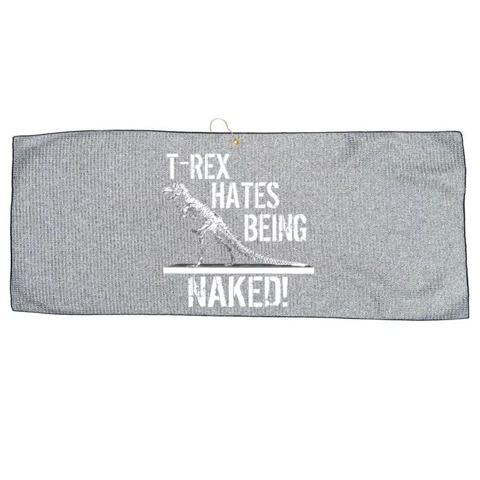 T-Rex Hates Being Naked Large Microfiber Waffle Golf Towel