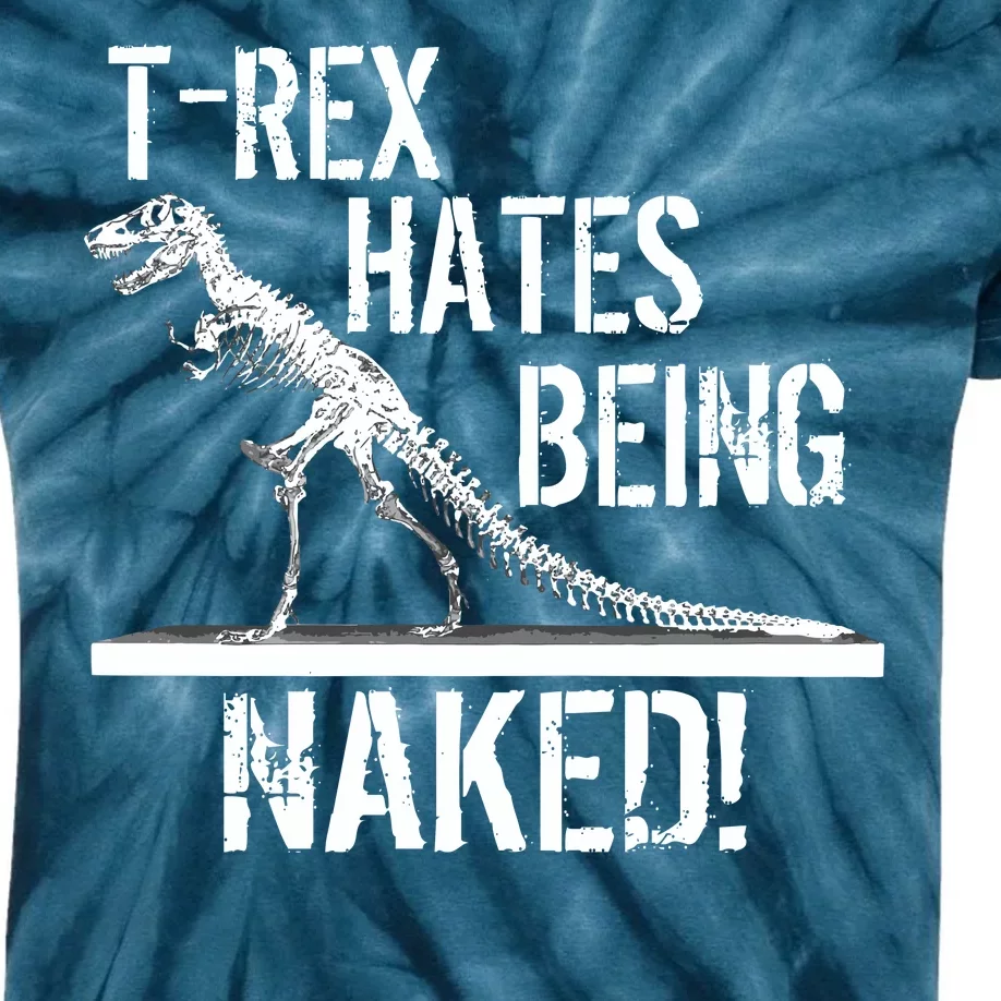 T-Rex Hates Being Naked Kids Tie-Dye T-Shirt