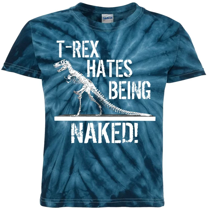 T-Rex Hates Being Naked Kids Tie-Dye T-Shirt